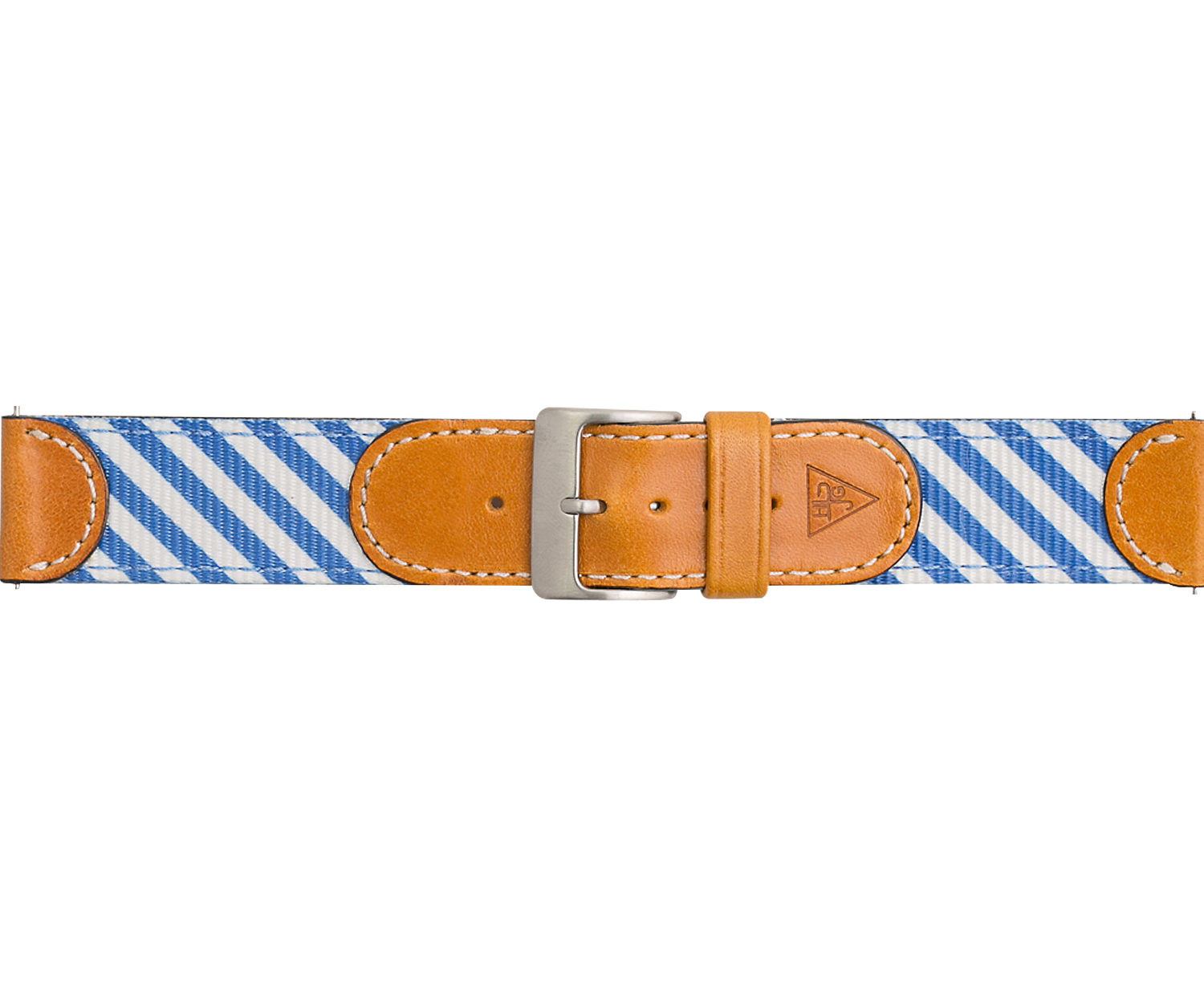 Woven Leather Watch Strap - Blue and White
