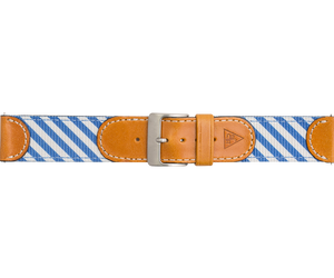 Woven Leather Watch Strap - Blue and White