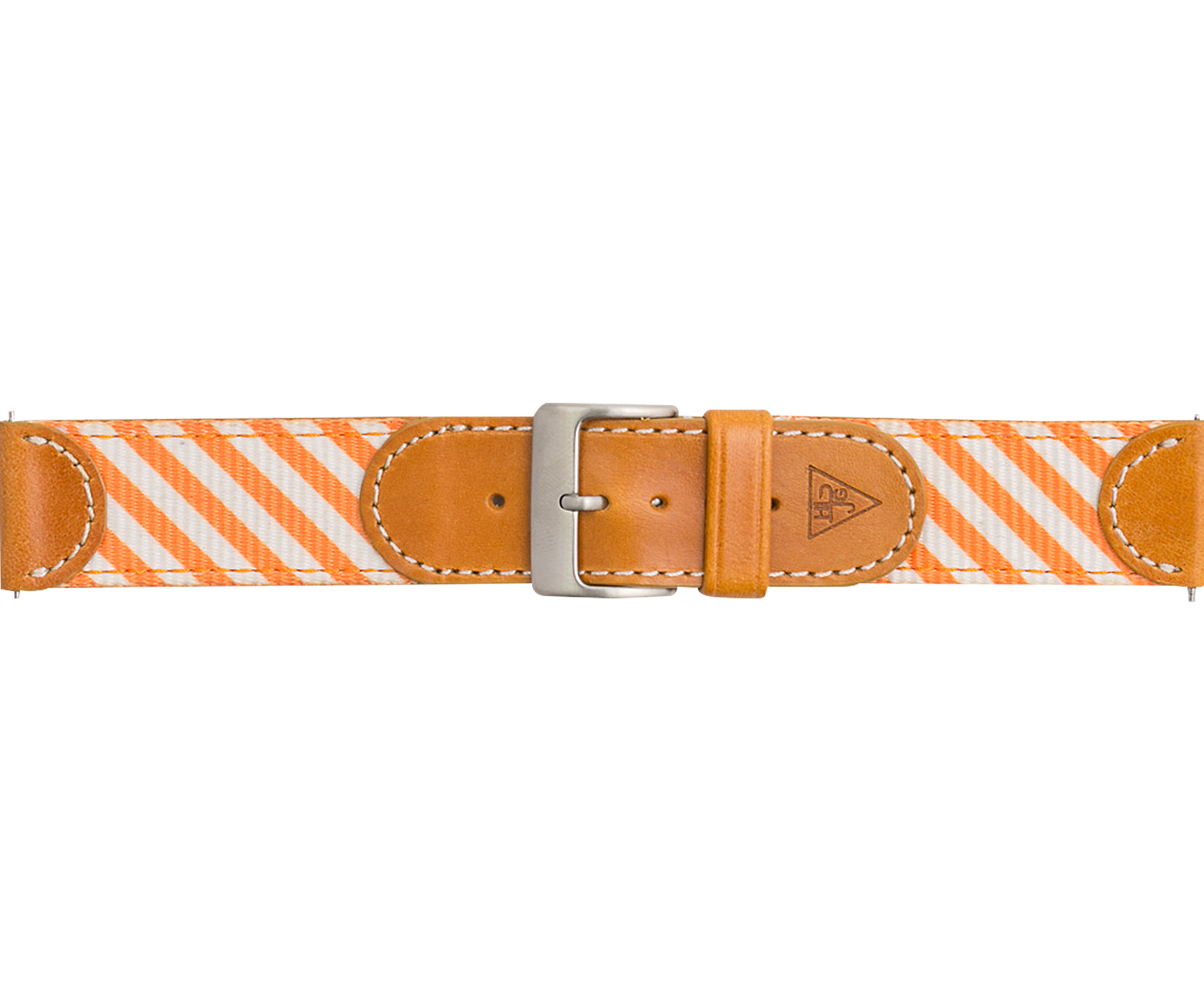 Woven Leather Watch Strap - Orange and White