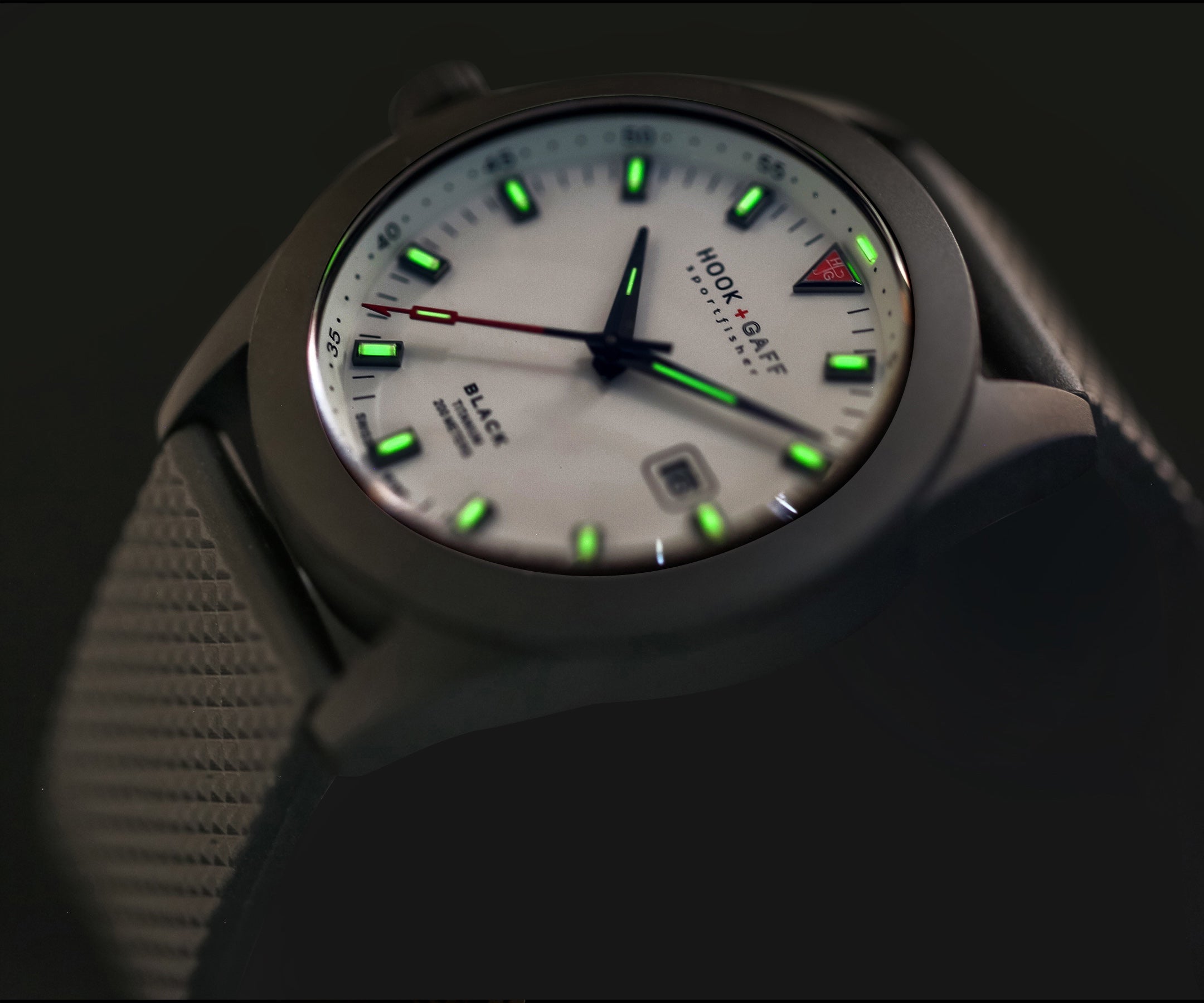 Sportfisher Black Watch White Dial - Gray Dive Strap