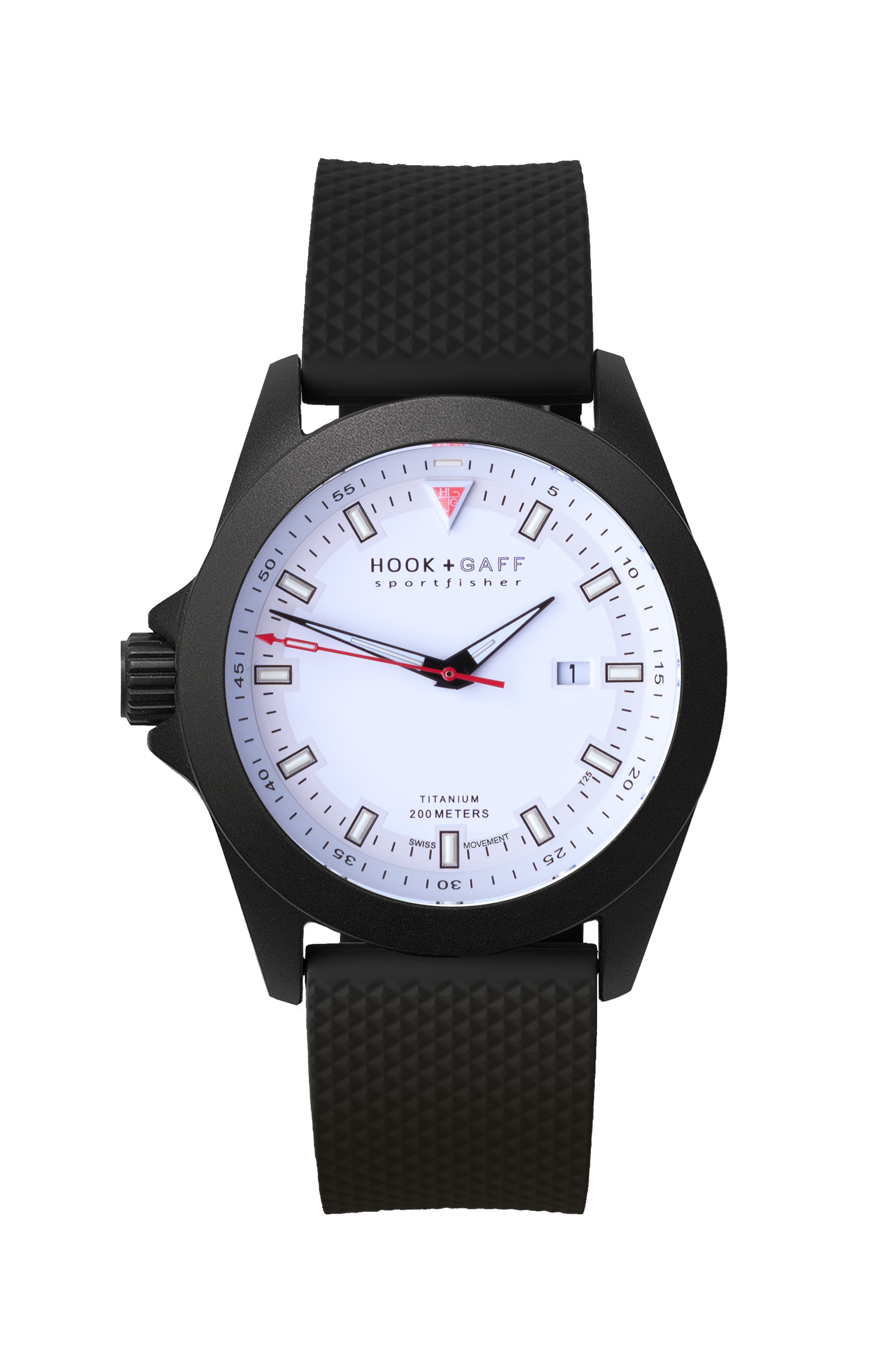 Sportfisher Black Watch with White Dial Gray Dive / White