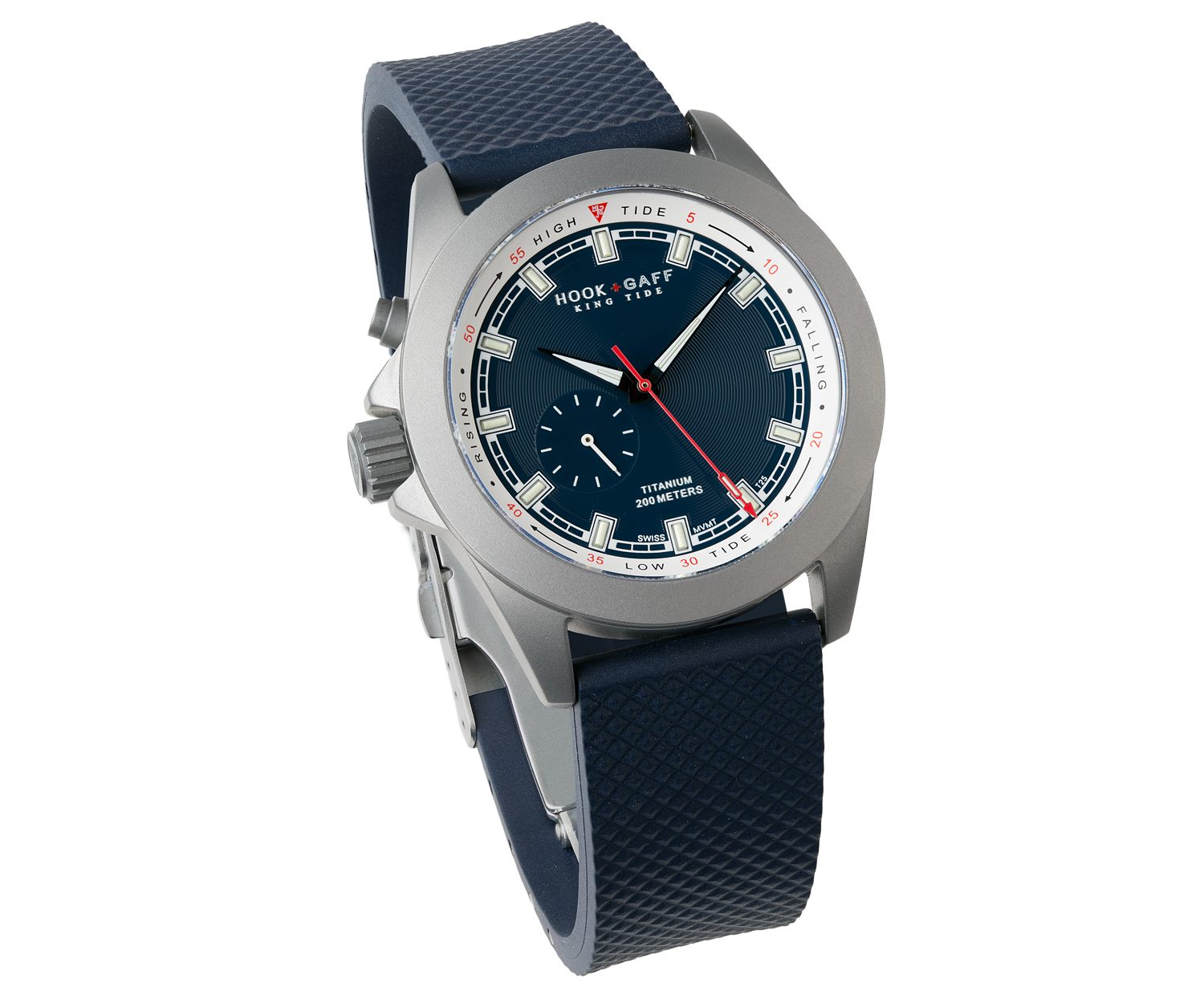 tide indicator watch with blue dial