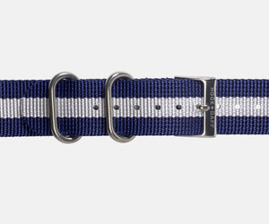 Navy and Silver G10 Nylon Watch Strap